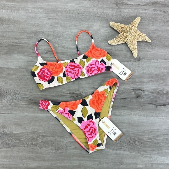 ☀️BILLABONG☀️ Magic Gardens Skinny Mini Crop MAGIC GARDEN HIKE BIKINI SET - Picture 3 of 12